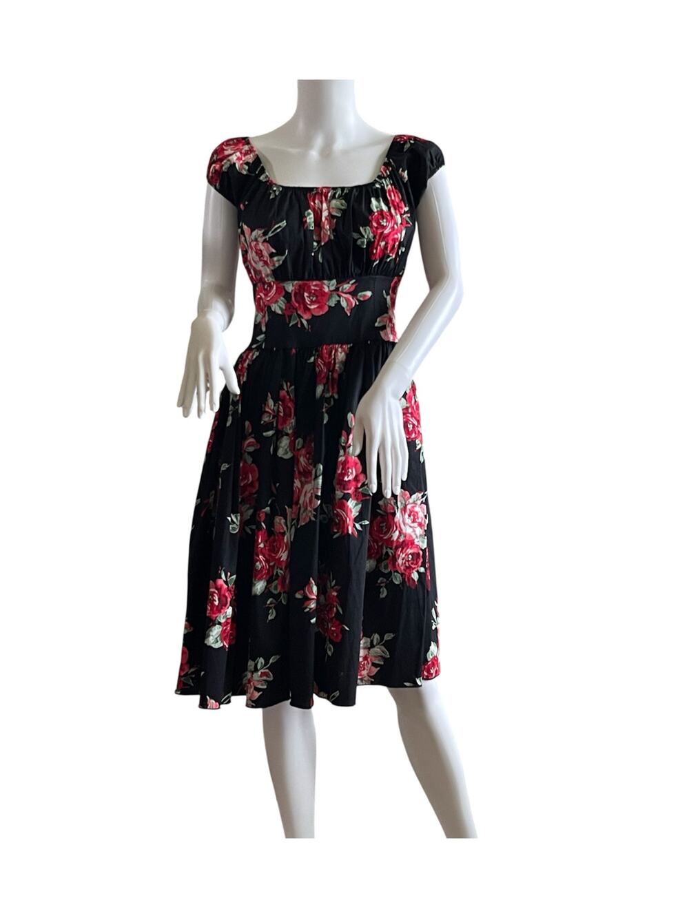 Sara USA Black Floral Off the Shoulder Dress Size Small